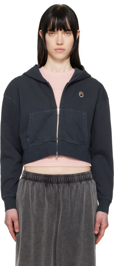 Суитчър BAPE BAPE One Point Cropped Zip Hoodie Тъмно синьо | 001ZPL302007L, 0