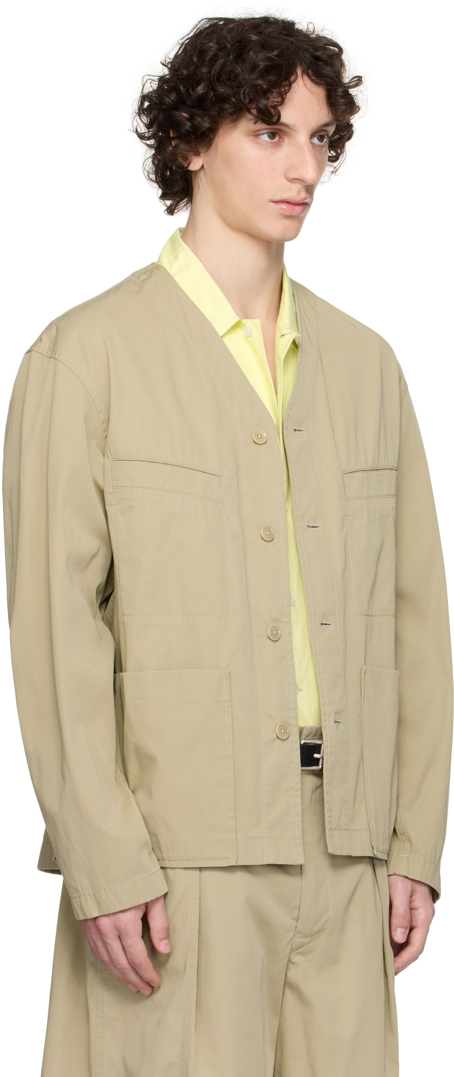 Риза LEMAIRE Lemaire Collarless Overshirt Бежово | OV1011 LF1352, 1