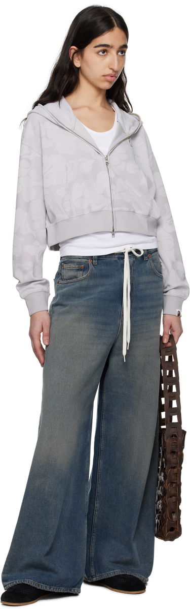 Суитчър BAPE BAPE Jacquard One Point Cropped Zip Hoodie Сиво | 001ZPL302013L, 3