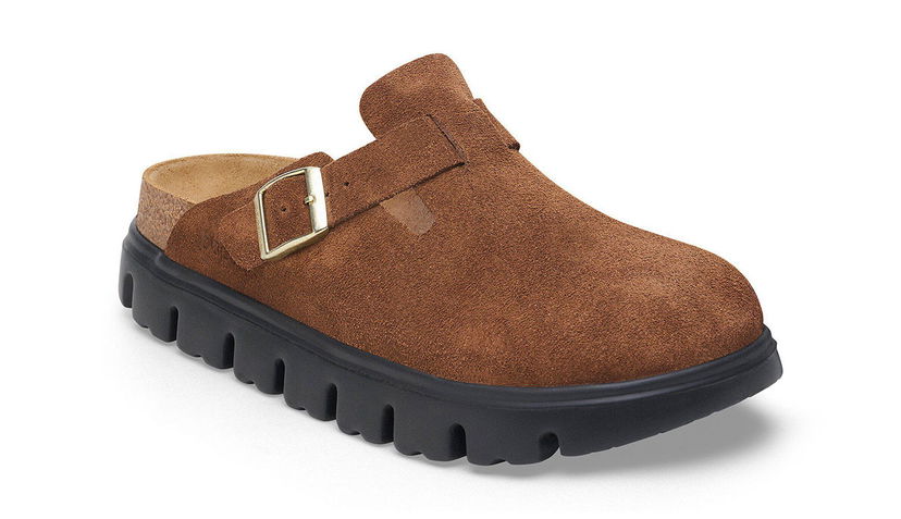 Кецове и обувки Birkenstock Boston Chunky Suede Leather Narrow Fit Кафяво | 1028402