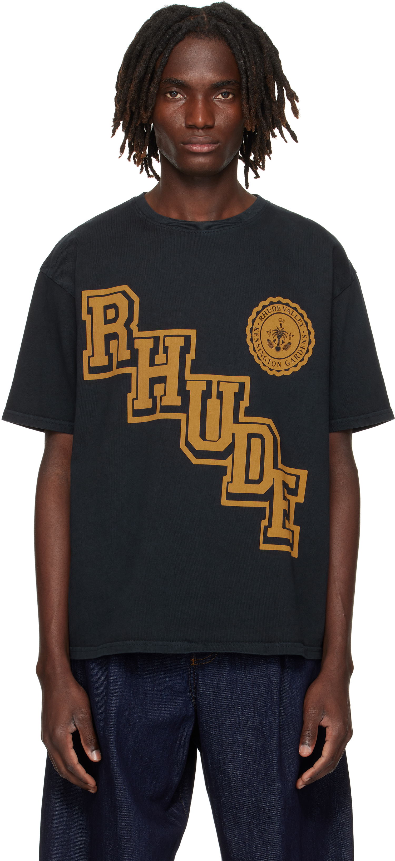 Тениска Rhude Rhude Collegiate Crest T-Shirt Черно | RHPF25TT05012, 0