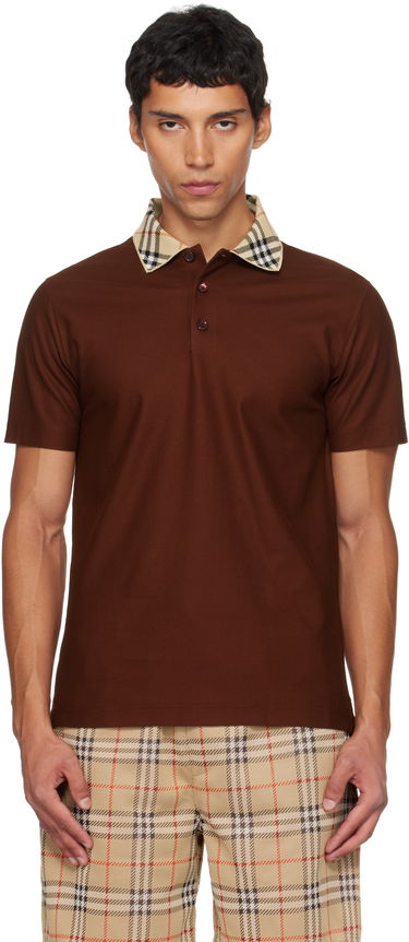 Поло тениска Burberry Burberry Check Collar Polo Кафяво | 8110945, 0