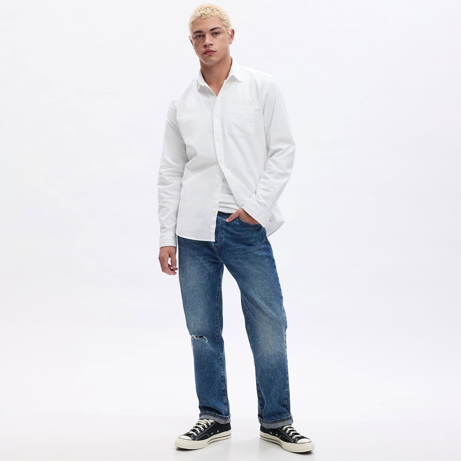 Риза GAP Standard Oxford Shirt White V2 Global Бяло | 619568-02, 1