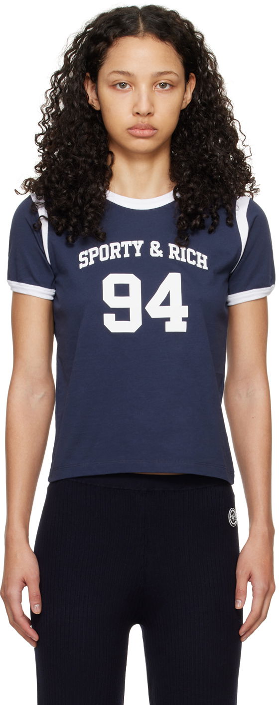 Тениска Sporty & Rich SR '94' Sports T-Shirt Тъмно синьо | TSAW2396NA, 0