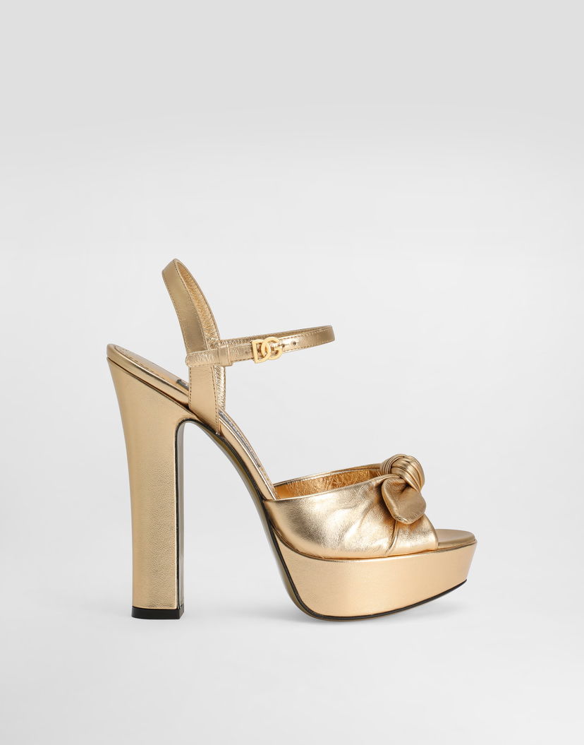 Кецове и обувки Dolce & Gabbana Dolce & Gabbana Nappa Leather Platform Sandals Металик | CR1751A10168H945