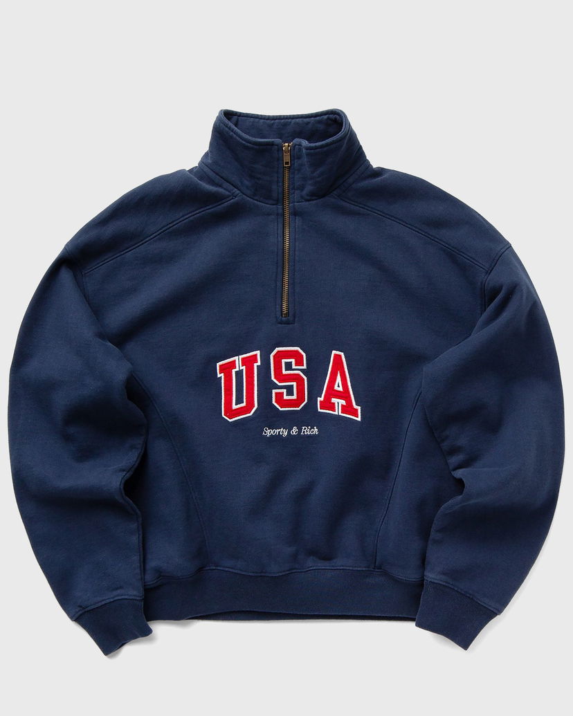 Суитчър Sporty & Rich USA Quarter Zip Sweatshirt Тъмно синьо | ST073503643BL32