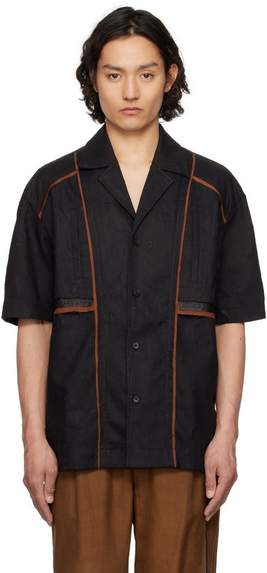 Риза Feng Chen Wang Feng Chen Wang Patchwork Short Sleeve Shirt Черно | FUS19SR09, 0
