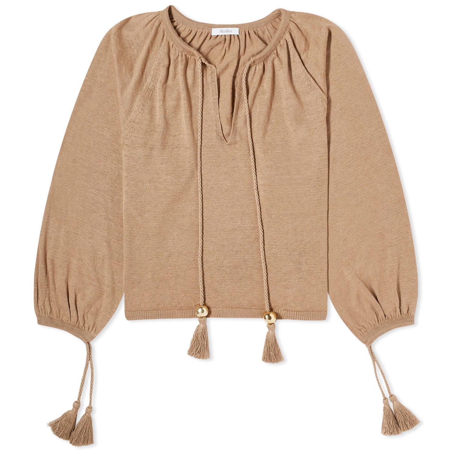 Пуловер Max Mara Knitted Top with Tassels Бежово | 2411361012600-002, 1