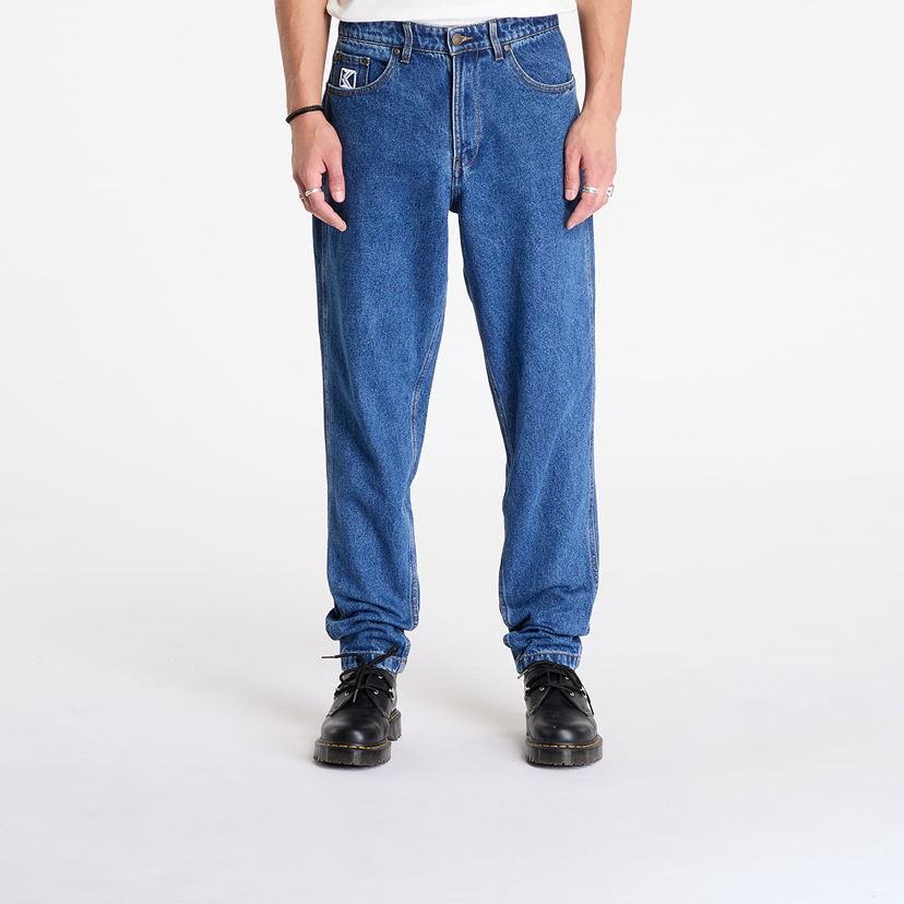 Панталони Karl Kani Pants KK Small Signature Tapered Five Pocket Denim Dark Indigo 32 Синьо | 6000480