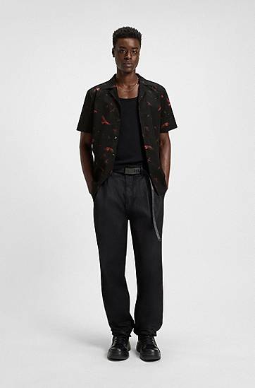 Риза BOSS Relaxed Fit Printed Cotton Poplin Shirt Черно | 50545328, 1