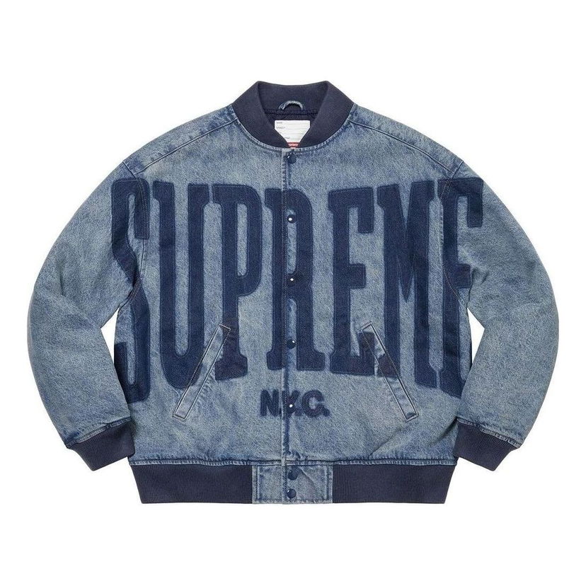 Яке бомбър Supreme Washed Knockout Denim Varsity Jacket Синьо | SUP-SS23-171