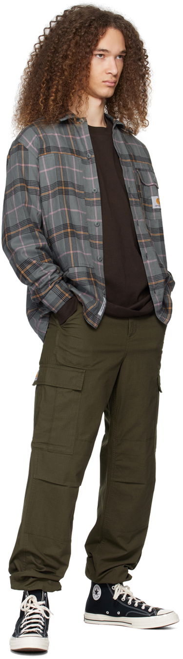 Риза Carhartt WIP Plaid Long Sleeve Button-Up Shirt Зелено | I032903, 3