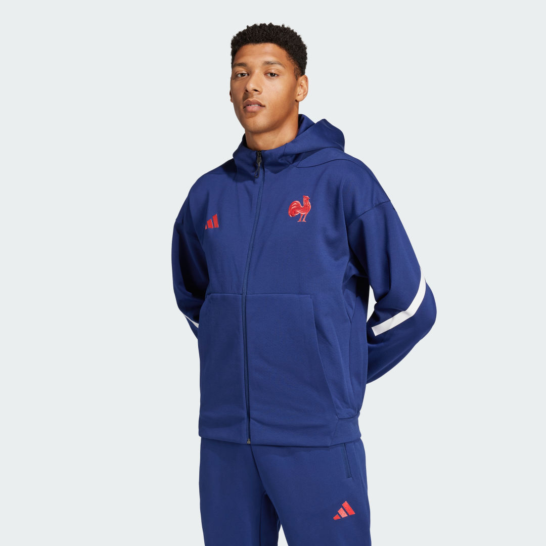 Суитчър adidas Performance France Travel Z.N.E. Full-Zip Hooded Тъмно синьо | JC7053, 0