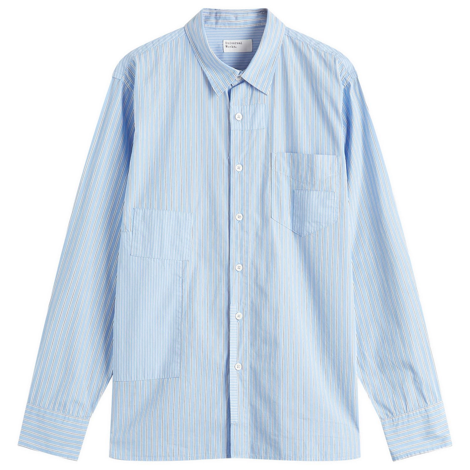 Риза Universal Works Universal Works Vila Stripes Patched Shirt, Size Large Синьо | P32055-BLU, 0