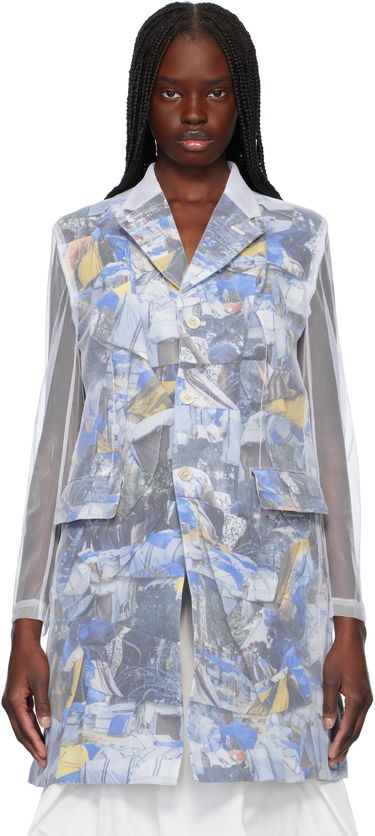 Ветровка Comme des Garçons Comme des Garçons Layered Mesh Print Jacket Бяло | GO-J038-S25, 0