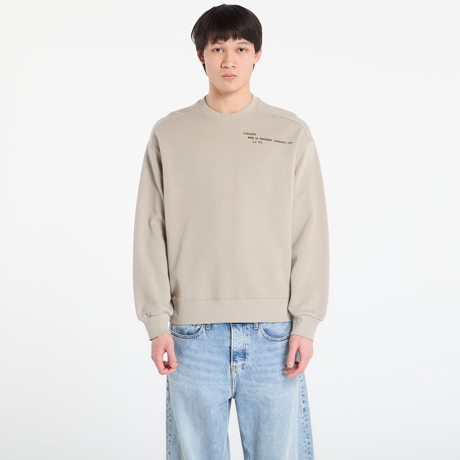 Суитчър Carhartt WIP Punched Crewneck Sweatshirt with Work in Progress Print Бежово | I036039.3GEXX, 0