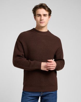 Пуловер Lee Lee Relaxed Chunky Crew Neck Sweater Size XXL Кафяво | 112370541, 0
