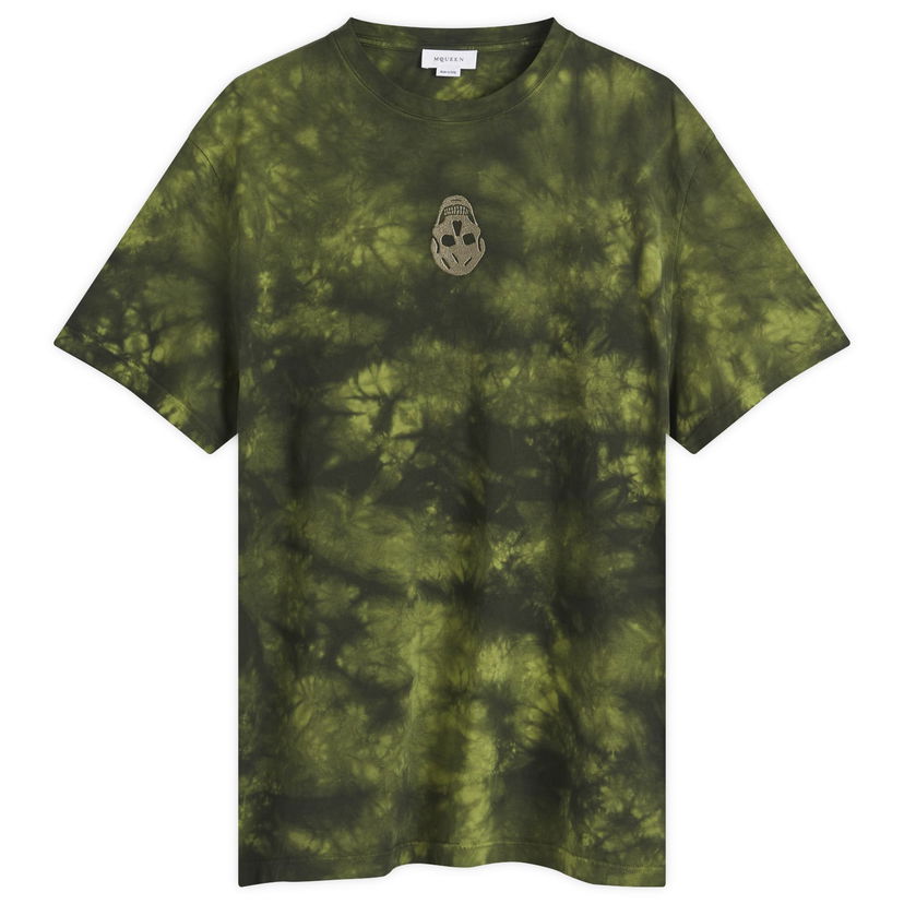 Тениска Alexander McQueen Uneven Dyed Skull Logo T-Shirt Зелено | 808915-QXABL-3012