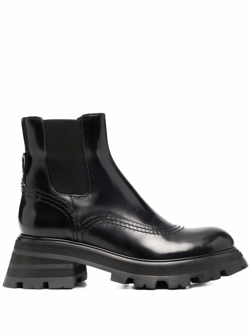 Кецове и обувки Alexander McQueen Alexander McQueen Leather Ankle Boots Черно | 666368WHZ841000