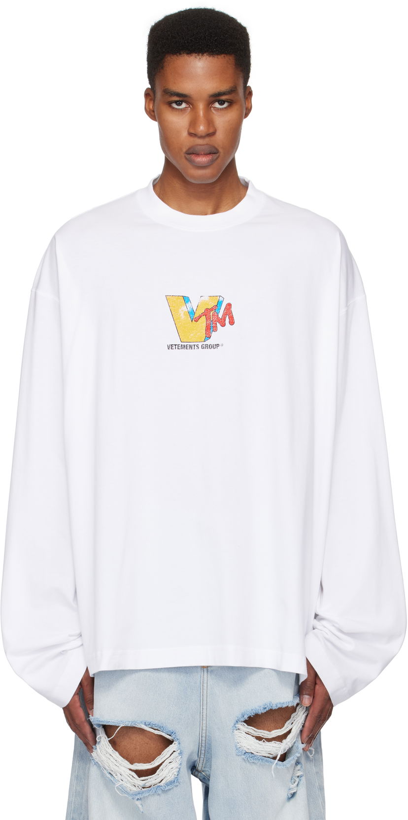 Тениска VETEMENTS 'VTM' Print Longsleeve T-shirt Бяло | UA66LS630W