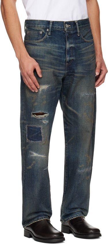 Дънки Neighborhood Distressed Ripped Patched Denim Jeans Синьо | 252XBNH-PTM08, 1