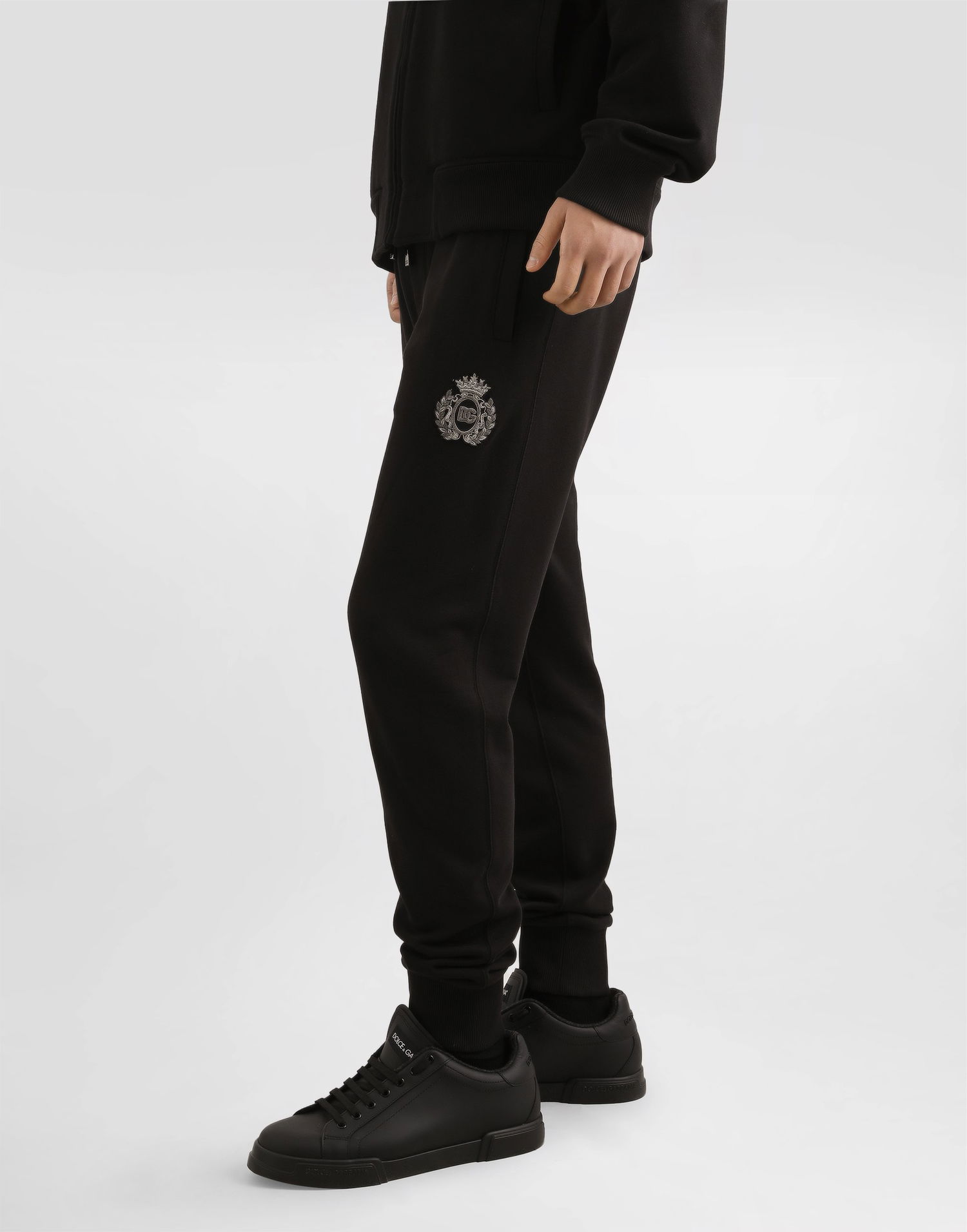 Спортни панталони Dolce & Gabbana Dolce & Gabbana Jersey Trousers with Heraldic Patch Черно | GP07TZG7PJ7N0000, 1