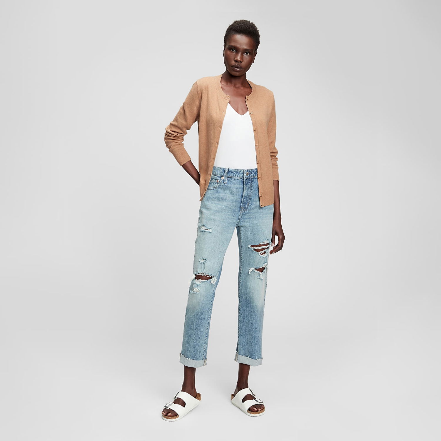 Пуловер GAP Crew Cardigan Classic Camel Бежово | 443176-32, 0