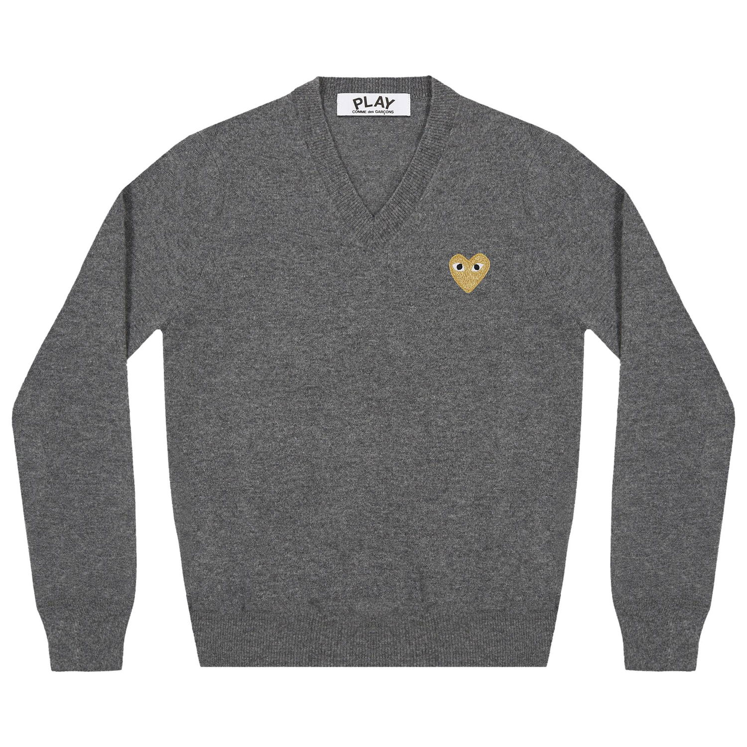 Пуловер Comme des Garçons PLAY Heart V-Neck Pullover Сиво | AZ N047 051 3, 1