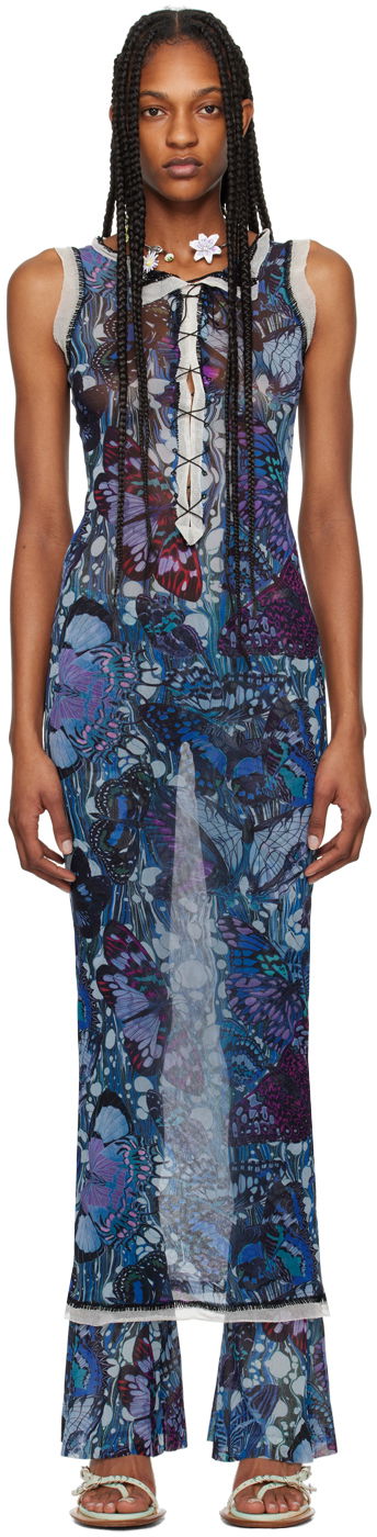 Pокля Jean Paul Gaultier 'The Butterfly' Maxi Dress by Синьо | 24/25-F-RO092-T545-5090, 0