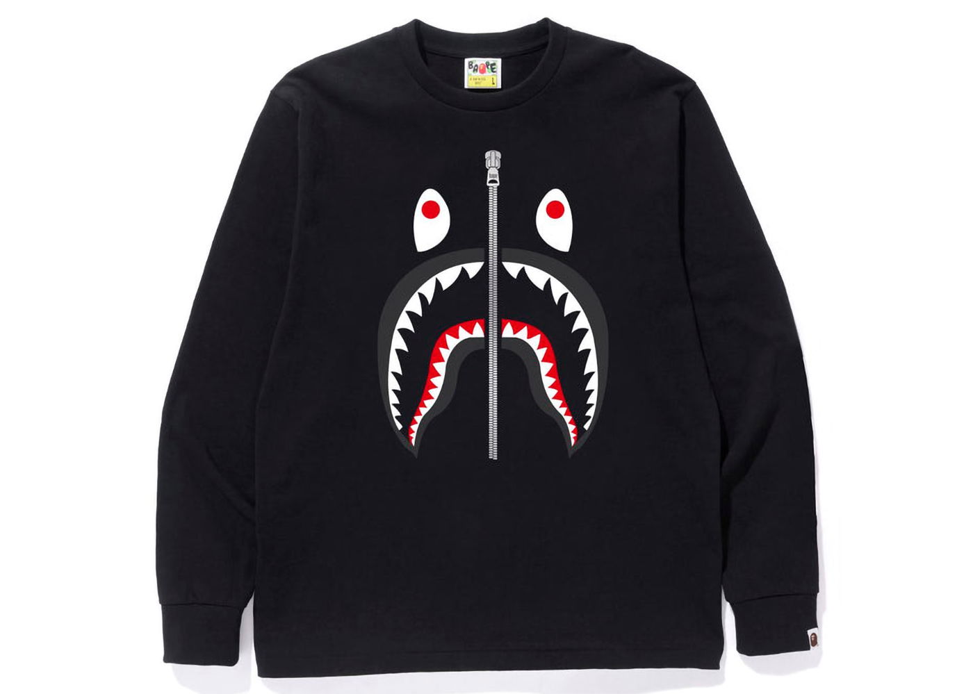 Тениска BAPE Shark L/S Tee Черно | 1J30-111-016, 0