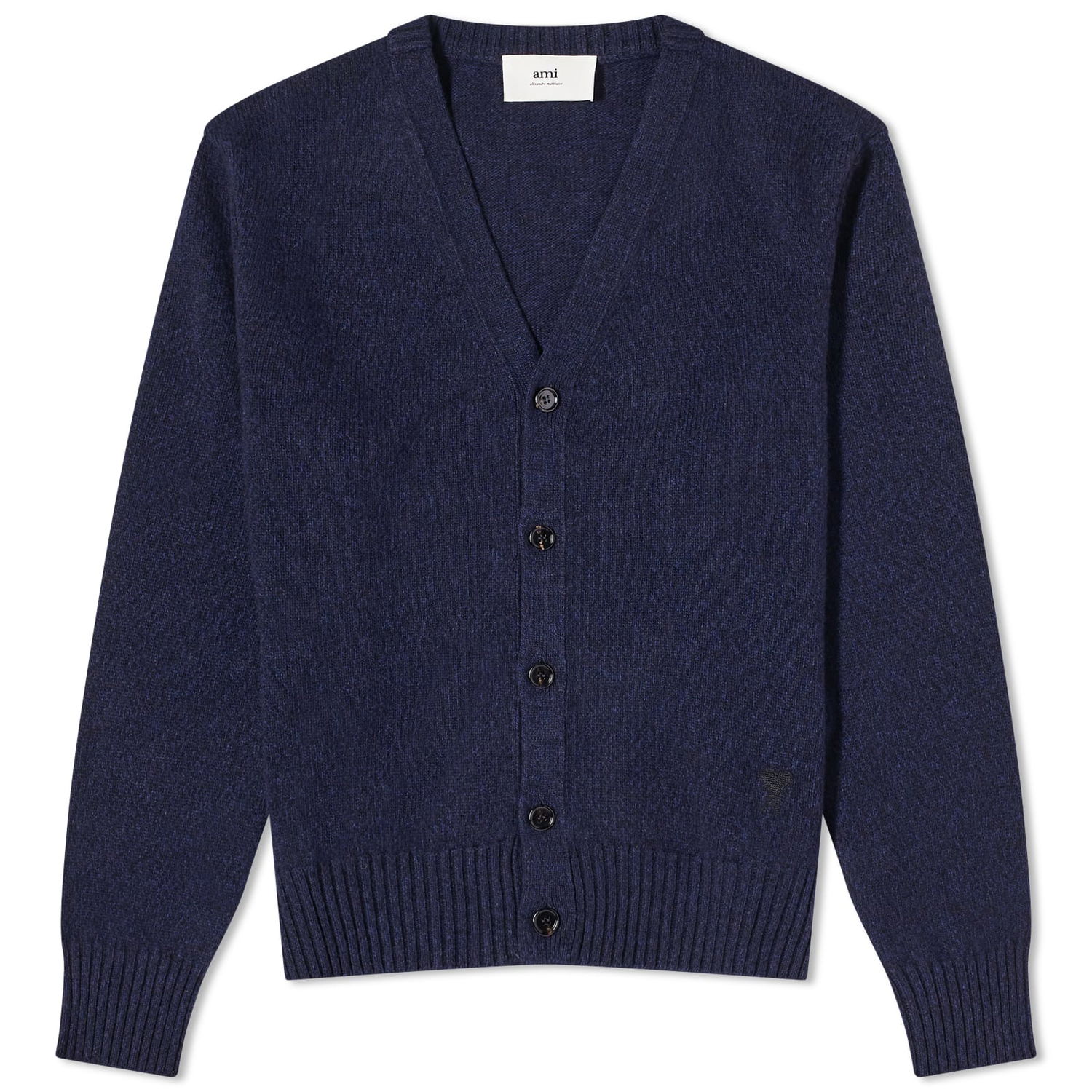Пуловер AMI Tonal Heart Cashmere Cardigan Тъмно синьо | HKC127-005-430, 0