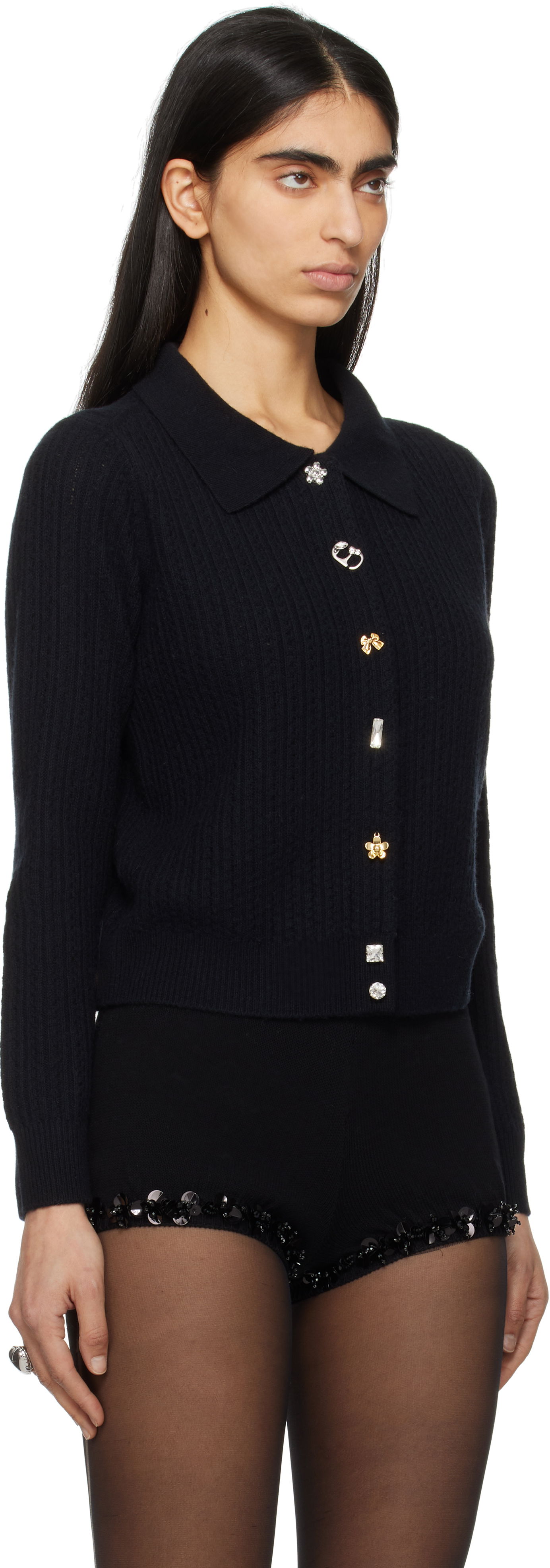 Пуловер Marc Jacobs Marc Jacobs Cable Knit Charm Cardigan Черно | 2S5RTP005K04, 1
