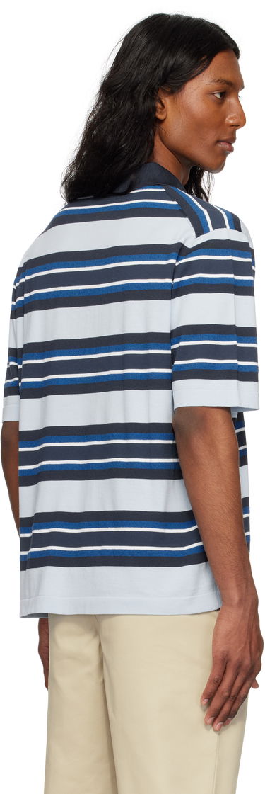 Поло тениска MAISON KITSUNÉ Maison Kitsuné Fine Gauge Striped Polo with Fox Head Patch Синьо | OM00201KT1119, 2