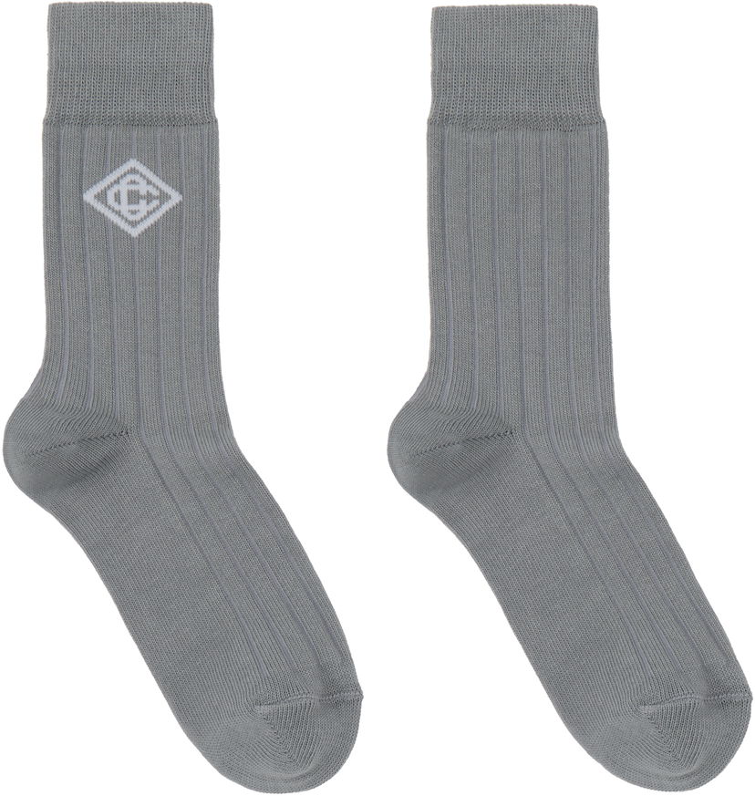 Чорапи Casablanca Dress Socks With Logo Сиво | APS25-ACC-086-02