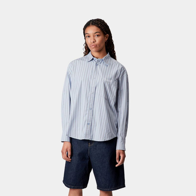 Риза Carhartt WIP Carhartt WIP Women's Grimsby Long Sleeve Stripe Shirt Синьо | I035134_9