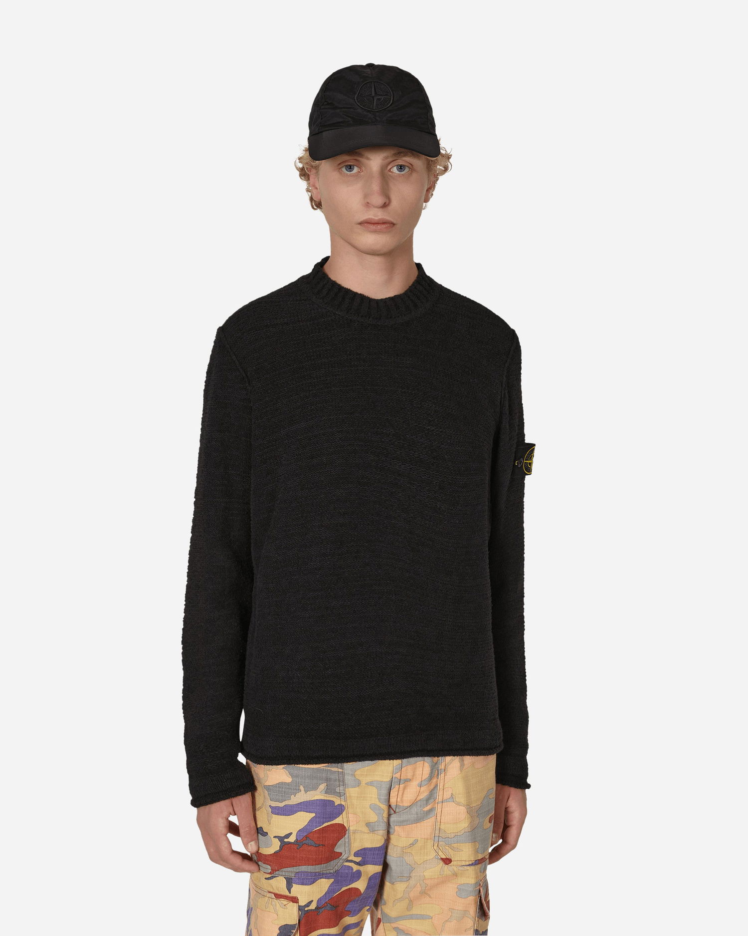 Пуловер Stone Island Cotton Mock Crewneck Черно | 7715530A6 V0029, 1