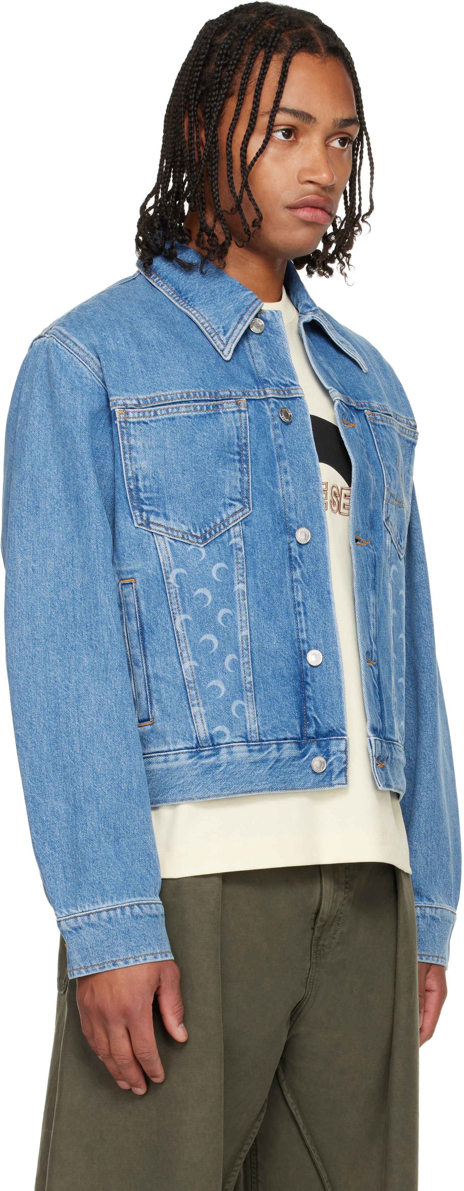 Яке Marine Serre Moon Laser Denim Jacket Синьо | MJA063BCDEN0002, 1