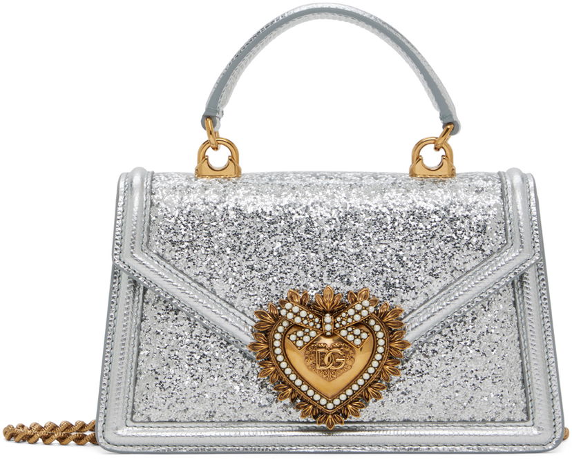 Дамска чанта Dolce & Gabbana Silver Small Devotion Top Handle Bag Металик | BB6711 AN586