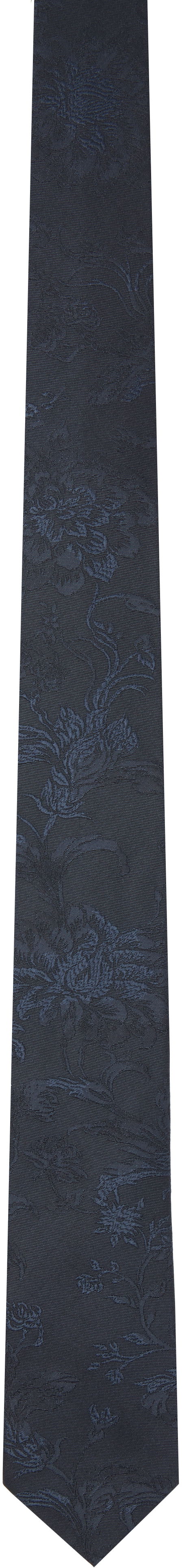 Шал Dries Van Noten Dries Van Noten Jacquard Silk Tie Тъмно синьо | 251-021600-1909, 0