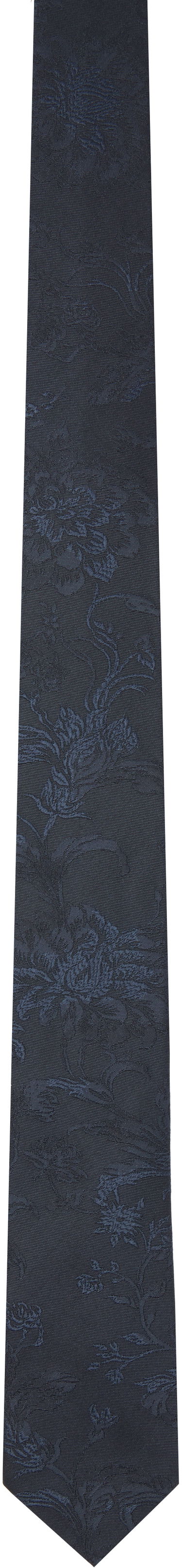 Шал Dries Van Noten Dries Van Noten Jacquard Silk Tie Тъмно синьо | 251-021600-1909, 0
