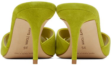Аксесоари Manolo Blahnik Manolo Blahnik Mumbimu Suede Heeled Mules Зелено | 123-2180, 1