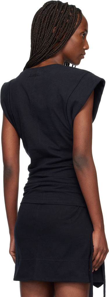 Тениска ISABEL MARANT Maisan Shoulder-Padded Ruched T-shirt Черно | TS0207FA-A1N41I, 2