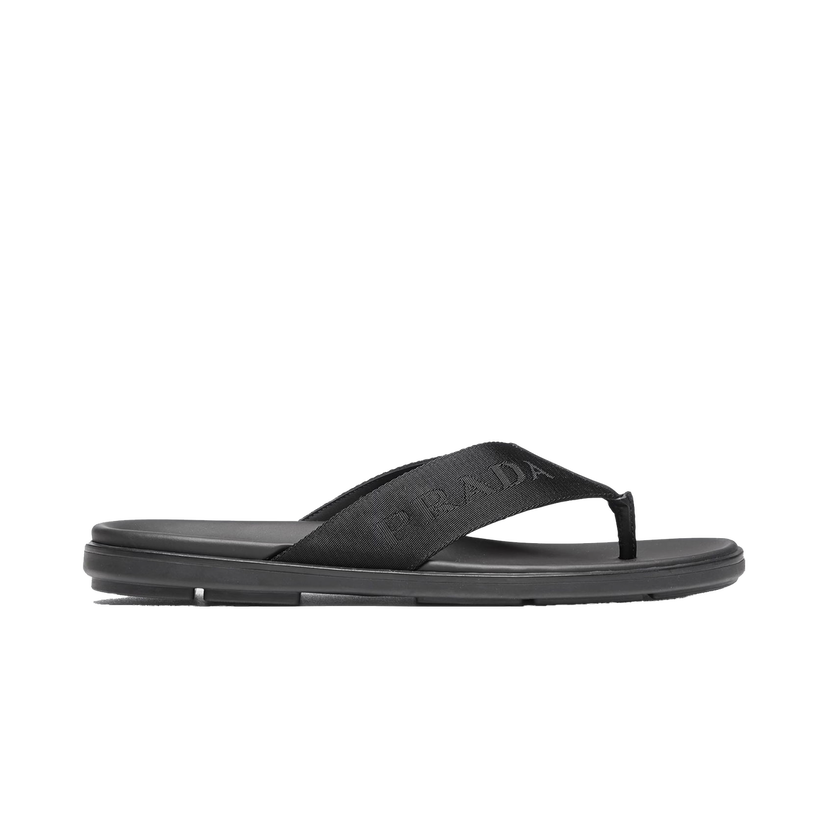 Кецове и обувки Prada Nylon Tape Thong Sandals Black Leather (Men's) Черно | 2Y3028_3L74_F0002
