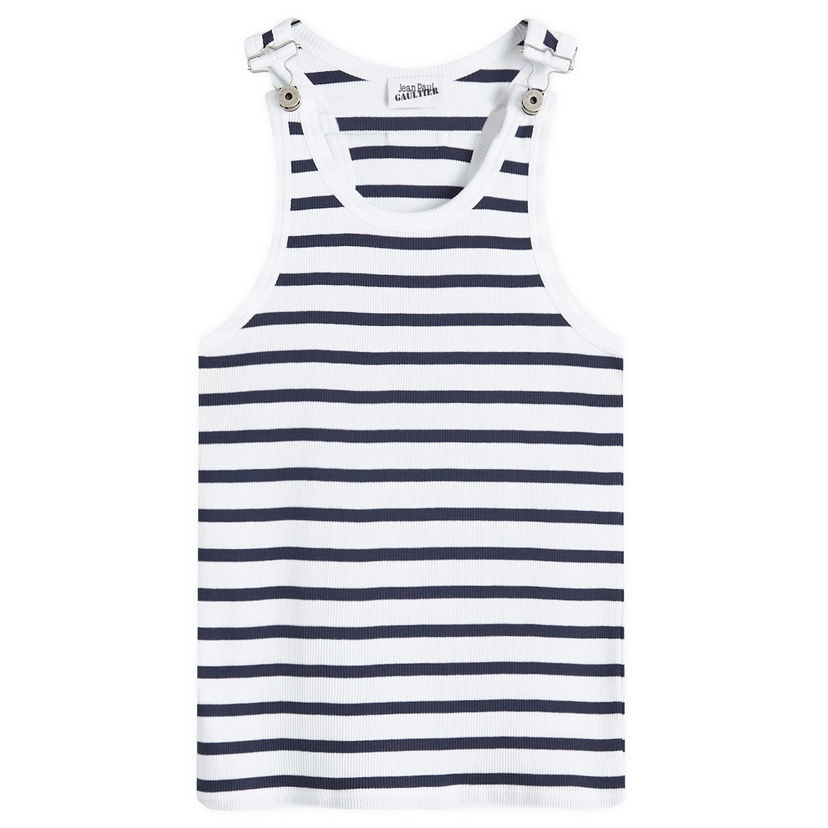 Потник Jean Paul Gaultier Striped Vest Top With Buckles Бяло | 2430FDB036J0540159