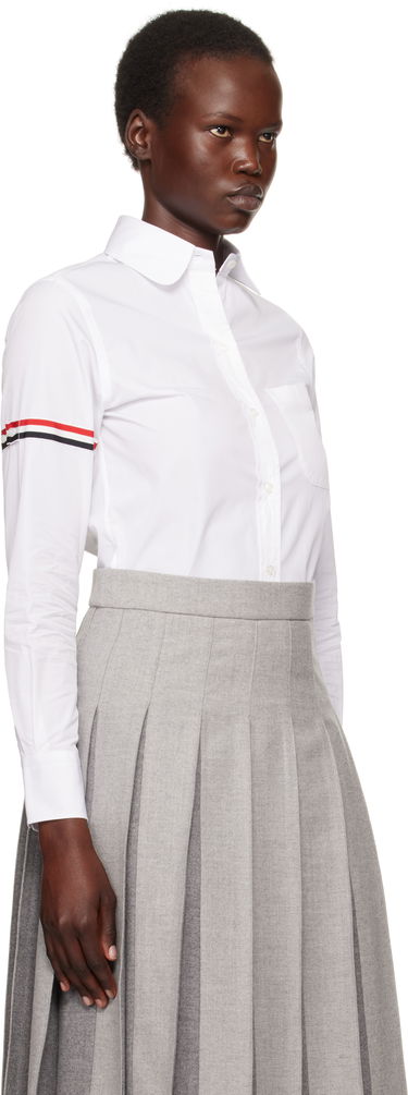 Риза Thom Browne Oxford Classic Round Collar Shirt With Long Sleeves Бяло | FLL019E-03113, 1