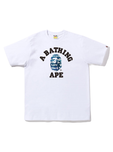 Тениска BAPE Graffiti Check College Tee Бяло | 1I80-110-041