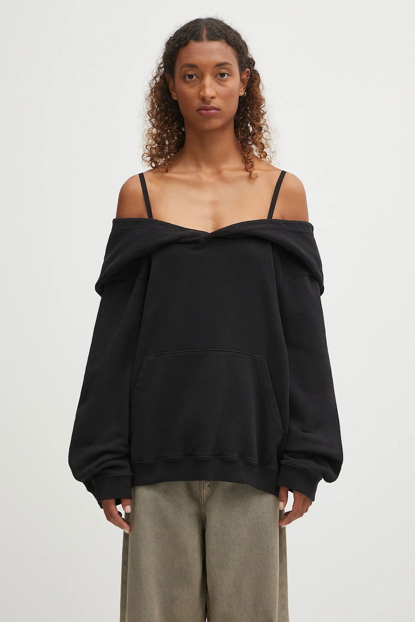 Суитчър Maison Margiela MM6 Maison Margiela Off Shoulder Hoodie Черно | S52GU0244.M25014.900