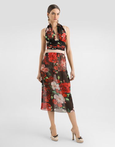 Съкратен топ Dolce & Gabbana Dolce & Gabbana Floral Print Marquisette and Chiffon Corset Top Многоцветен | F7AW9TIS1Y6HN5PD, 1