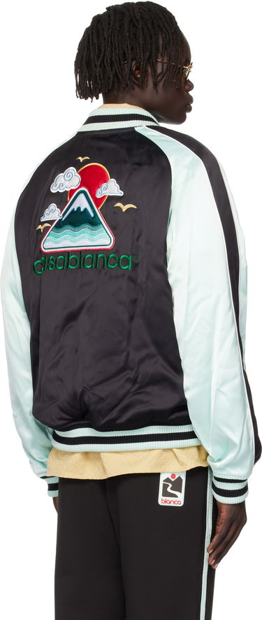 Яке бомбър Casablanca Casablanca Embroidered Satin Bomber Jacket Тюркоазено | MPF25-JK-383-01, 2