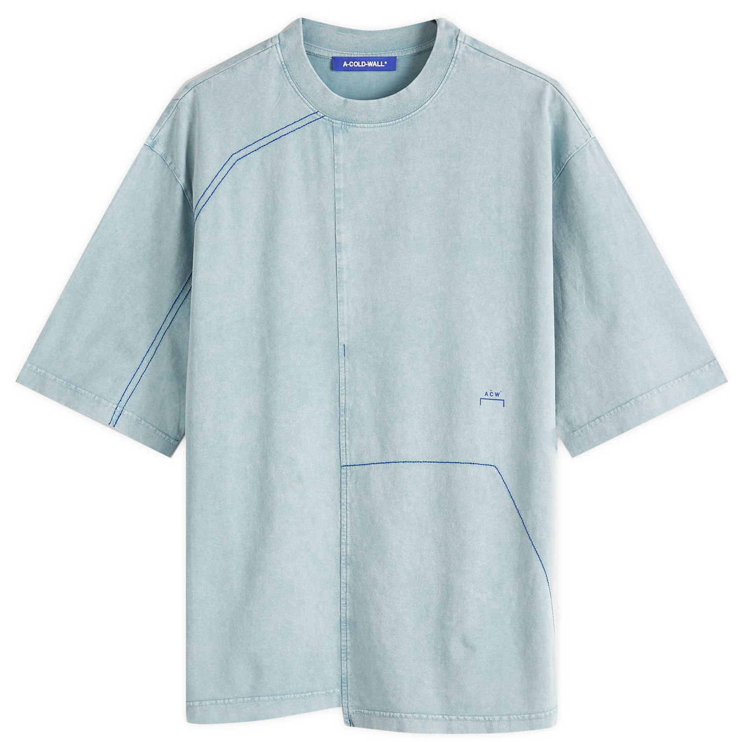 Тениска A-COLD-WALL* A-COLD-WALL* Oblique T-Shirt, Size Large Синьо | ACWMTS208-GRYGRN, 0